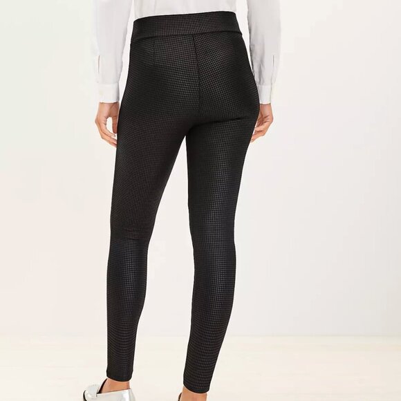 Loft NWT Houndstooth Coated Ponte Leggings, Black Multi, S - Picture 2 of 10